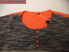 Logeeyar Men Orange Contrast Color Stitching Slim Fitted Button T-Shirt, XL 0352