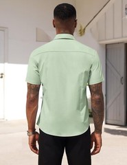Men’s Short Sleeve Button Down Dress Shirt Business Casual Regular Fit