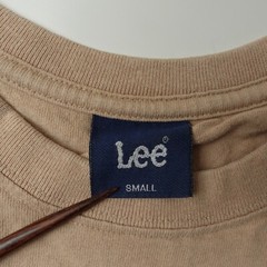 Vinage 80s Lee jeans Pocket T shirt Tee Size Small Logo Spellout Tan Short Sleev