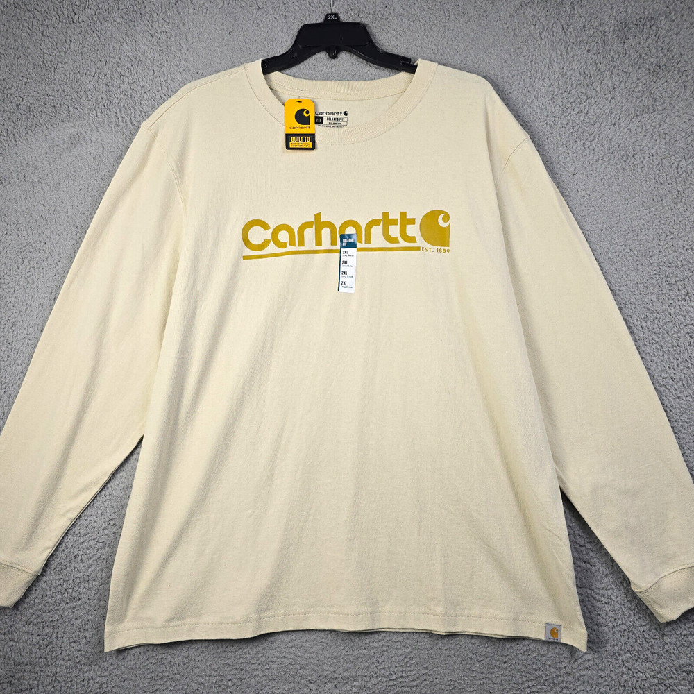 CARHARTT Heavyweight Shirt Mens 2XL XXL Beige Outdoor Long Sleeve Relaxed NWT