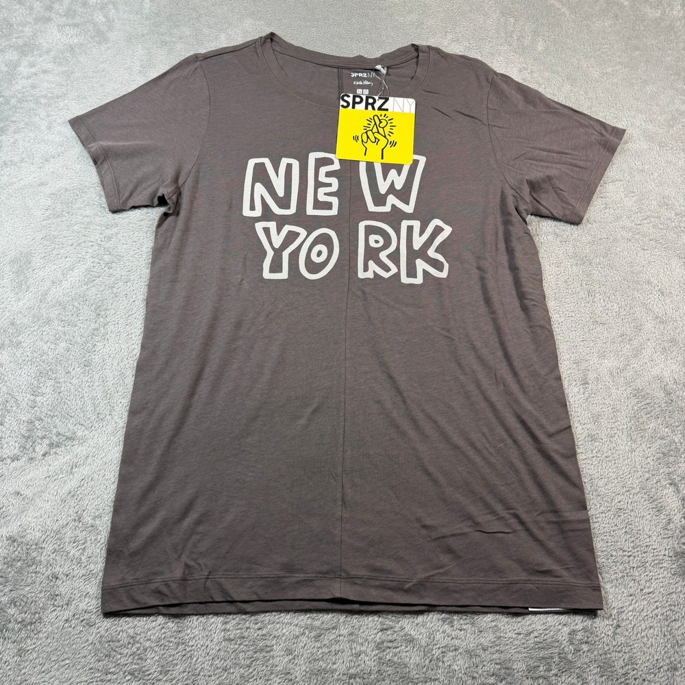 Uniqlo SPRZ NY Keith Haring T-Shirt Men M Brown New York Graphic Cotton Modal