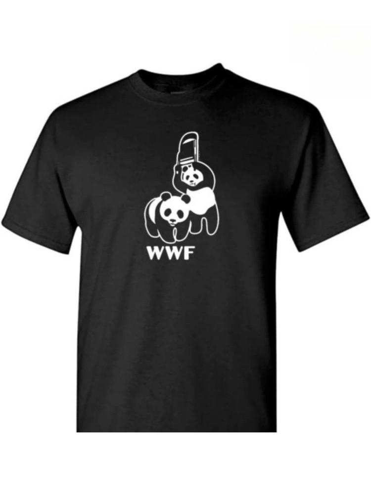 Men’s WWF Funny Panda Bear Wrestling T Shirt Black