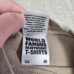 Shaka Wear Shirt Men Medium Heavy Cotton USA Heavyweight Beige Crewneck