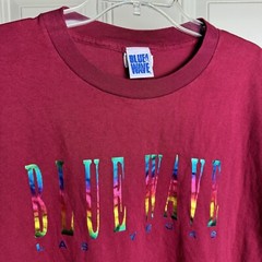 Vintage Blue Wave Las Vegas shirt XL maroon single stitch rainbow foil print tee