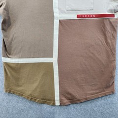 Hudson Outerwear Shirt Mens Large Beige Brown Patchwork Block Pocket Streetwear