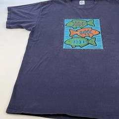 Jerzees T-Shirt Size XXL 48-50 Large Fish Art Made in USA 100% Combed Cotton