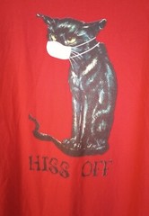 Black Cat Hiss Off Shirt Mask Wearing Funny Meow Cat Red Tshirt Pandemic Top