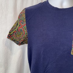 Gently Used Men’s ASOS Navy Blue T Shirt With Paisley Contrast Size Small
