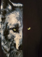 Wolf T Shirt Nice Piece Green Eyes Size Large BB6