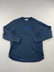 Vintage Nike Performance Shirt Mens M Navy Center Swoosh Crest Long Sleeve Y2K