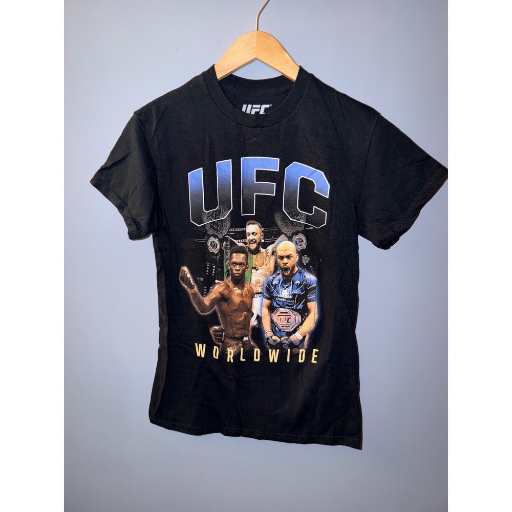 UFC Worldwide Graphic T-Shirt Black Mens Small Conor McGregor Adesanya MMA Tee