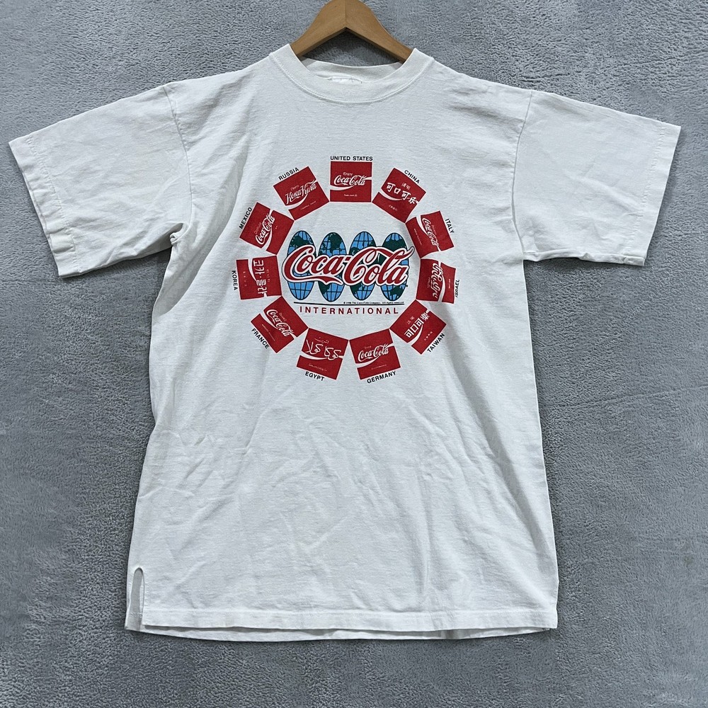 Vintage 1990 Coca Cola of the World International Flags Shirt Rare White XL 90s