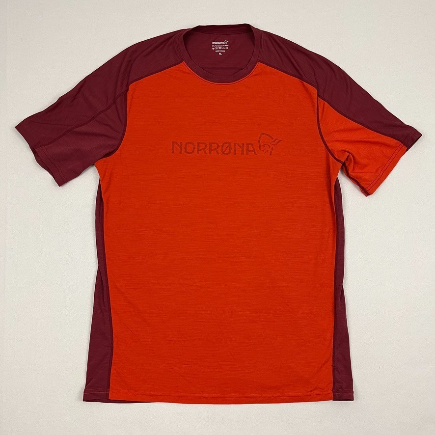Norrona Falketind Equaliser Merino T-Shirt Mens L / XL Orange Hiking Base Layer