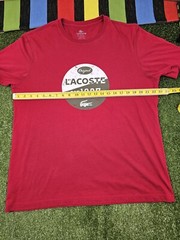 Lacoste men crewneck graphic tshirt size L 7 red vintage style logo cotton peru