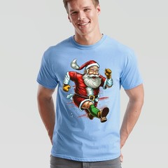 Running Santa Claus Christmas T-Shirt Funny Ugly Unisex Funny Holiday Tee #MC32