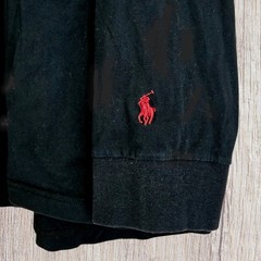 Polo Ralph Lauren Long Sleeve T-Shirt Black w Red Pony And Spellout Sz 3XL