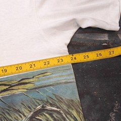 Vintage 90s Largemouth Bass Fishing All Over Print Nature Graphic White T-Shirt