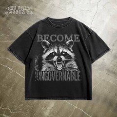 Vintage Angry Raccoon, Become Ungovernable Grunge Graphic T-Shirt for Men