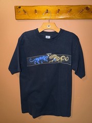 Vintage Utility Yin Yang Dragon Tiger T-Shirt Medium Black Graphic Tee