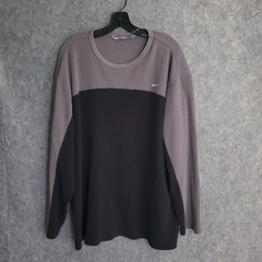 Nike T-Shirt Mens Xlarge Long Sleeve Embroidered Crew Neck Heathered Gray Black