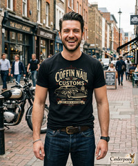 Coffin Nail Customs Shirt Psychobilly Hot Rod Gearhead Kustom Kulture Tee XS-5XL