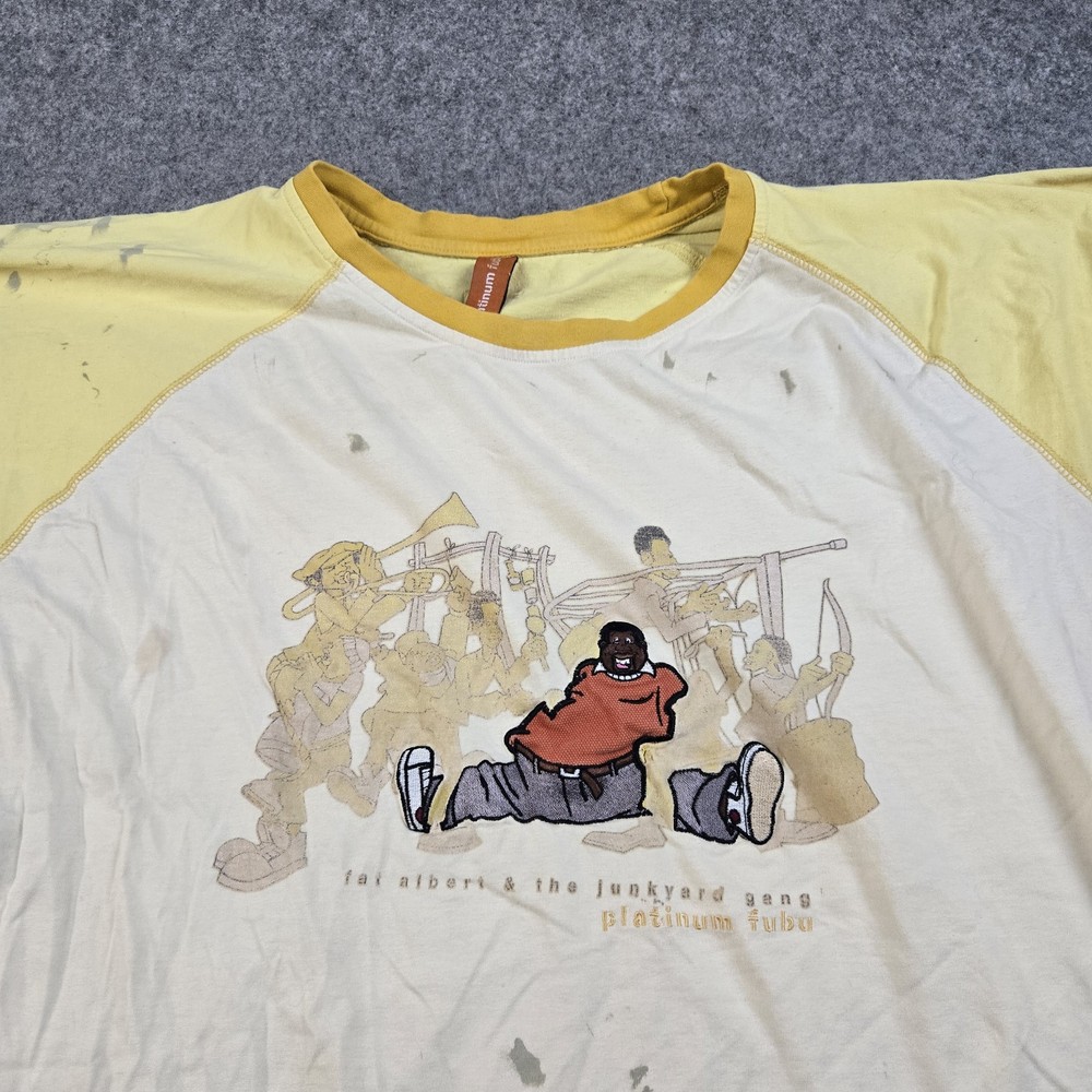 Vintage Platinum Fubu Fat Albert Shirt Mens XXL Yellow 90s Y2k Baggy Skater