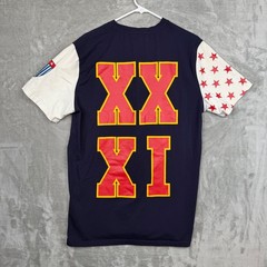 Hudson Outerwear Mens USA Graphic T-Shirt Navy Blue Red Star Sleeve XL