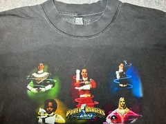 Retro vintage 6.5 Oz T Shirt Power Rangers Zeo Faded Black Medium Vante