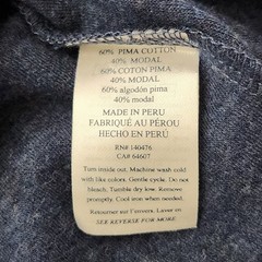 Faherty Cloud Cotton Henley Mens XL Navy Blue Heather l/s Raglan Shirt Pima