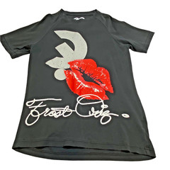 Frost Originals Urban Graphic Printed Black Red Kiss Lips Cotton T Shirt Sz S