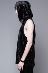 WIDOW by LIP SERVICE UNISEX GOTHIC PUNK ROCKER CRUSHED VELVET SHIRT HOODIE