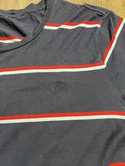 Burberry Cotton Crewneck Logo T-Shirt Mens Large Blue Striped