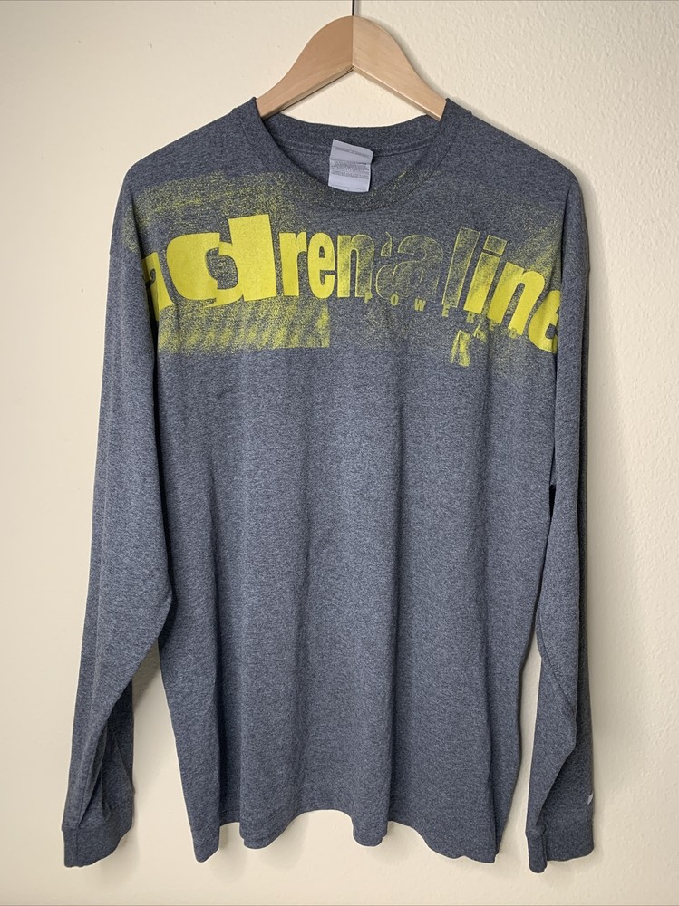 Vintage Nike Adrenaline Shirt Mens Sz L Gray Tag Sports Art Tee USA Y2K