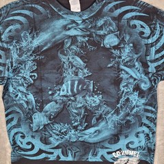 Vtg Cozumel Mexico Shirt Men XL Blue Black Yazbek Ocean Dolphin Fish Graphic AOP
