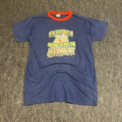 Vintage 1980 Six Pack Attack Iron On Single Stitch Thin 50/50 S Blue T Shirt