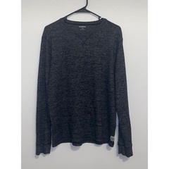 Express Mens XL Charcoal Gray Marl Long Sleeve Thermal Crew Neck Shirt