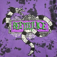 Beetlejuice Tie Dye Shirt Mens Large L Purple Distressed Classic Movie Retro NWD