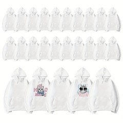 25 Pack Blank White Unisex Hoodies S-2XL Sublimation DTF Heat Transfer Bulk Lot