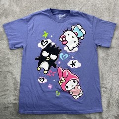 Hello Kitty Shirt Mens Medium Purple Anime Cartoon AOP Double Sided Art Sanrio