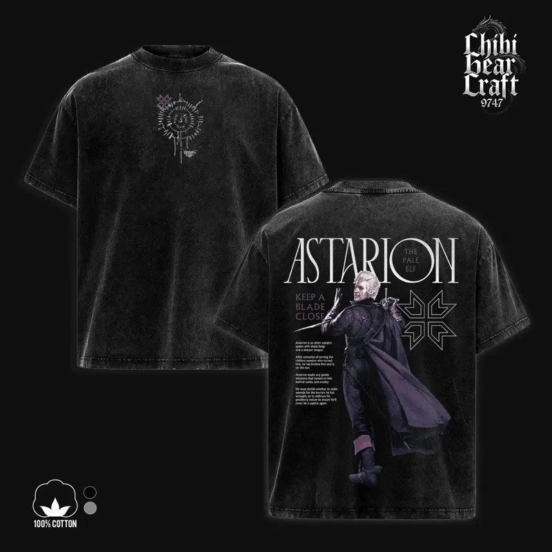 Baldurs Gate 3 Astarion Shirt The Pale Elf Vintage Gaming Vampire Spawn