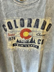 Colorado Twin Lakes Men’s T-Shirt XL Faded Blue E.M.I. Sportswear 100% Cotton