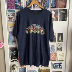 Vintage 90s JNCO Flame Graffiti T-Shirt Skater Y2K Baggy Cartoon large bubble