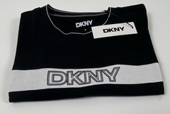 DKNY Sport Black/White Logo Stripe Crew Neck Short Sleeve T-Shirt Size S.