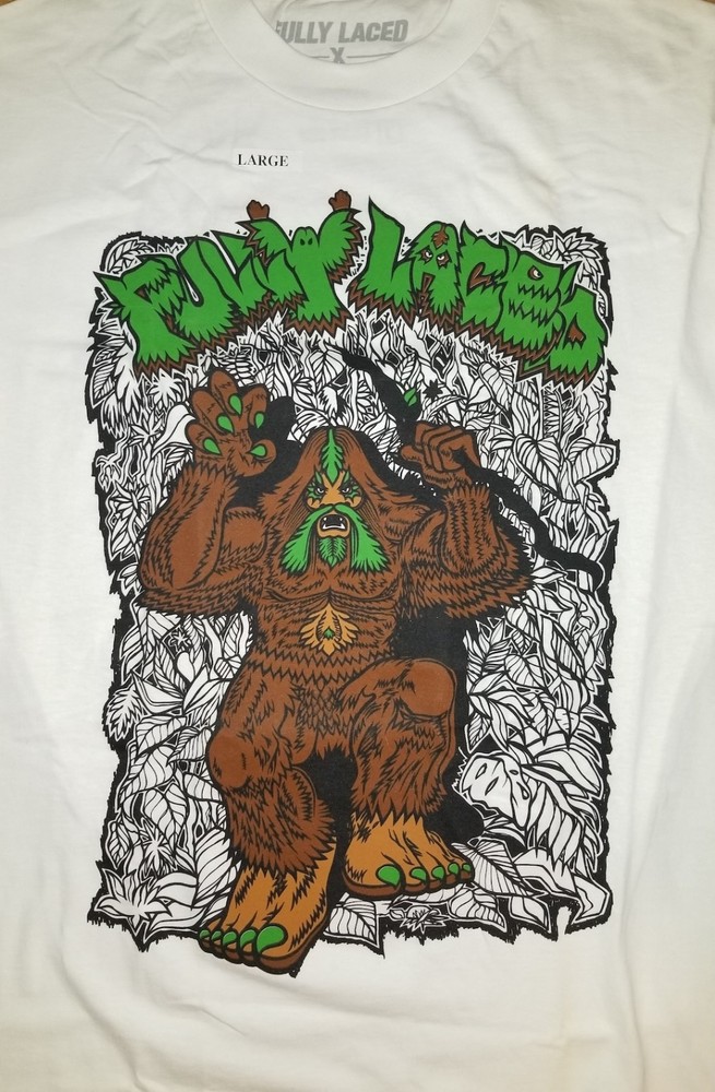 BIGFOOT ONE x FULLY LACED t-shirt white Large new w/tag FREE SHIPPING