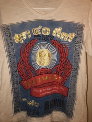 Vintage Lao Khao Rice Whiskey White Spirit Thailand Alcohol Label T-Shirt S RARE
