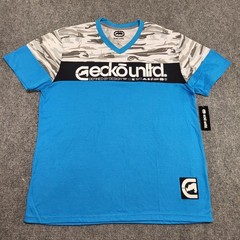 Ecko Unltd V-Neck Blue Atomic With Camo Men’s T-Shirt Size X-Large NWT