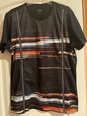 GUESS LOS ANGELES MEN CREWNECK , ZIPPER DETAIL, COLORFUL GRAPHIC PRINT~SHIRT Lg.