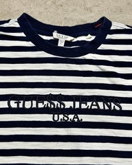 Guess Jeans x ASAP Rocky Striped Tee Shirt Size Large Navy White Rap Retro