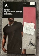 New in Box NIKE men’s $42 JORDAN FLIGHT 2 pack Cotton Stretch Crew Neck Shirts L