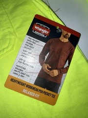 Wrangler Work Men Small Pocket Shirt Hi Vis Yellow Construction UPF Wicking NWT